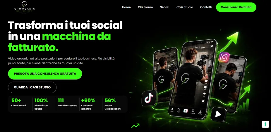 Sito Growganic social media agency Milano